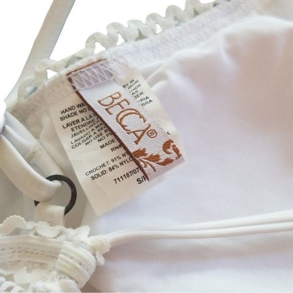 🤍 BECCA Prarie Rose WHITE High Neck Halter CROCHET LACE One Piece SWIMSUIT | S - Picture 15 of 15